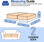 Couch Cushion Covers Individual Large Super Stretch Chenille (Softer Version) Sofa Cushion Covers, Couch Seat Covers Couch Slipcovers Furniture Protector (2PC, Khaki)