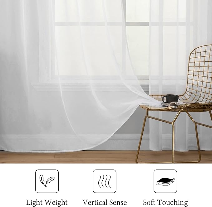MIULEE 2 Panels White Sheer Curtains - Image 4