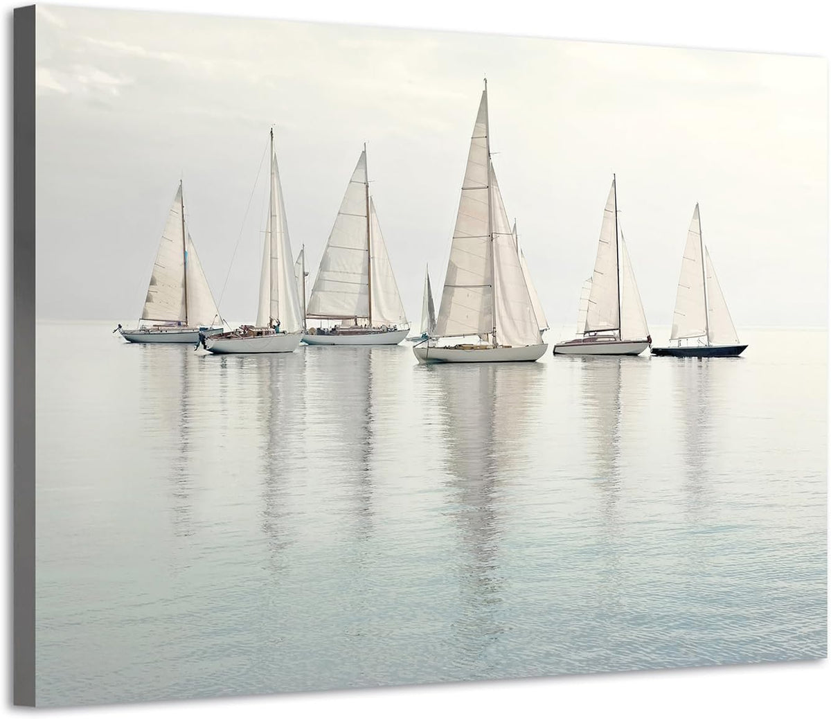 Nautical Sailing Picture Wall Art - Coastal Sailboat Canvas Ocean Ship Prints Sea Level Boat Painting Artwork for Bathroom