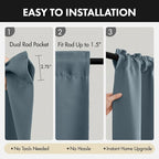 MIULEE 4-Panel 36 Inch Blackout Kitchen Tier Curtains Over Sink Grey Blue | - Image 5