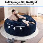6FT,Oversized Bean Bag Chairs for Adults,Giant beanbag with Filler Included，Fluffy Memory Foam,Soft and Comfy Corduroy Fabric,Gaming Chairs Suitable for Living Room and Bedroom (Blue, 6 Foot)