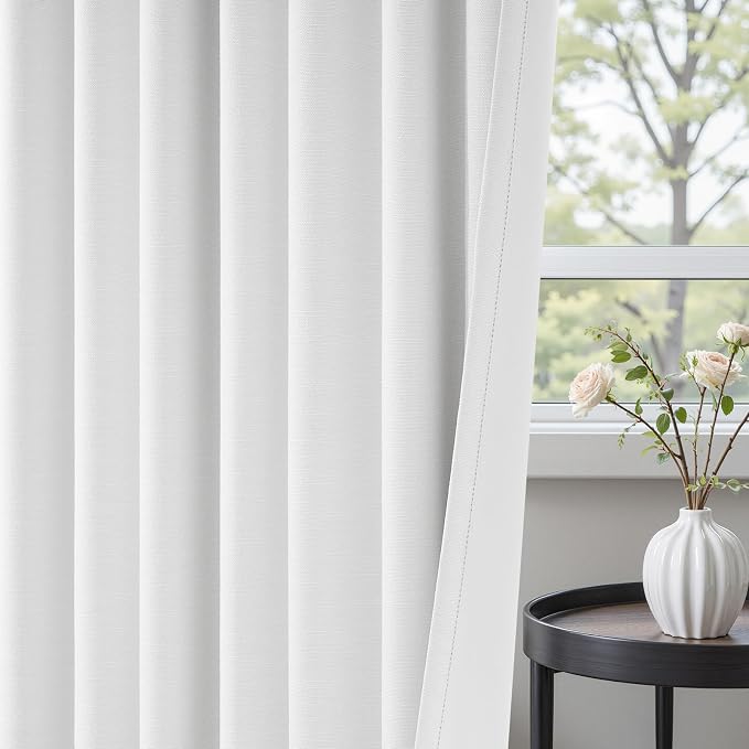 Topfinel 120 Inch Linen Blackout Curtains 2 Panels - Image 4