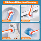 JEHONN Disposable Toilet Bowl Cleaner Wand with 40 Cleaner Refills, Wall Mounted Long Handle Compact Bathroom Scrub Brush Holder Set for Sink Bathtub Wash Basin Mop Pool (Orange)