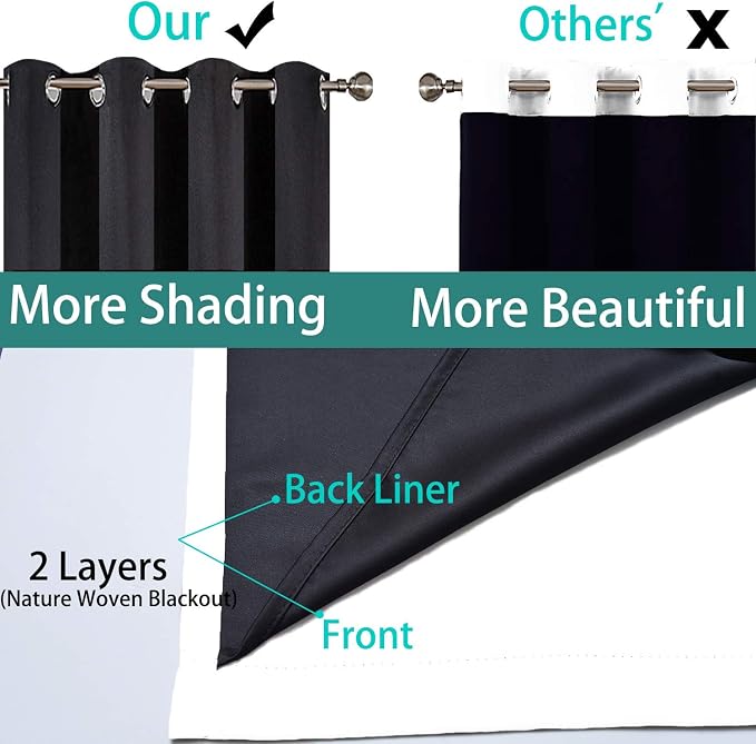 Yakamok Pure White 100% Blackout Curtains 84 Inches Long 70" Wide 2 Panel | - Image 5
