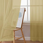 Simplebrand Gold Sheer Curtains 90 Inches Long 2 Panels, Light Filtering Rod - Image 3