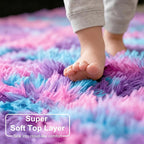 Amdrebio Pink Blue Purple Fluffy Area Rug 5Ft - Image 4