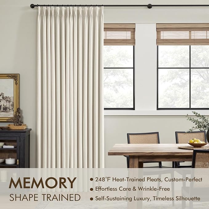 MIULEE Linen Pinch Pleated 100% Blackout Linen Curtains 40x96 Inches | Room - Image 3