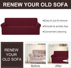U-NICE HOME Oversized Stretch Couch Cover Slipcover, Burgundy | 3 Cushion Sofa - Image 5