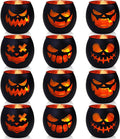 Black Halloween Table Centerpieces Candle Holders 12 PCS, Jack O Lantern Tealight Votive Candle Holders, Indoor Halloween Decorations for Mantel Coffe Table Decor