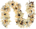 Realistic Fall Garland with Lights, 6 FT Real Touch Feel Leaves Garland with Berries Pine Cones, Fall Decorations for Home Thanksgiving Halloween Decorations Indoor Farmhouse Porch Fireplace