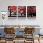 Bamdeya Bathroom Wall Art Black White Wall Art Tree Red Wall Decor Natural Scenery Canvas Prints Art Forest Posters Painting Landscape Artwork for Bedroom Living Roon Decor Framed