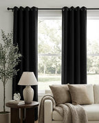 100% Blackout Linen Textured Curtains 96 Inch Long, Light Blocking, Thermal - Image 2