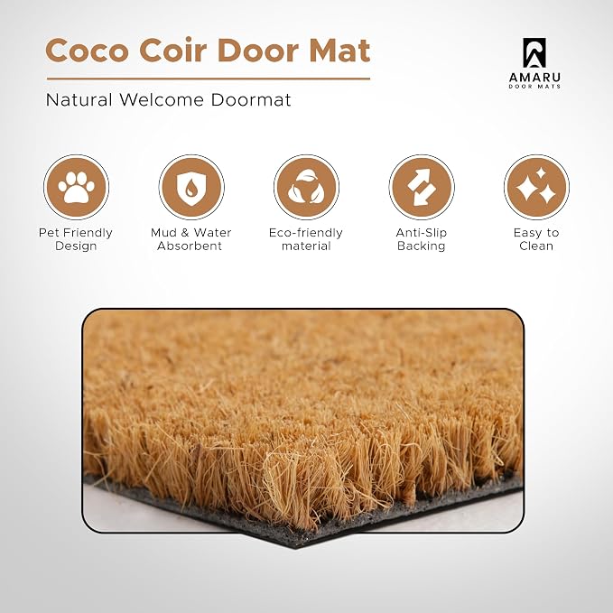 Coir Welcome Mat, Dog Footprints, 17 x 29 in | 100% Natural Coir, Anti-Shedding - Image 3