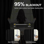 Black Curtains Blackout 102 Inches Long, Luxury Faux Silk Polyester Pinch - Image 3