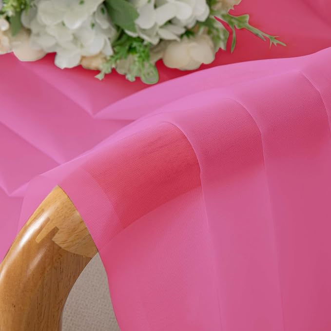 Hot Pink Sheer Curtains for Bedroom Living Room 54 Inch Length 2 Panels Set - Image 6