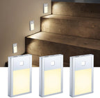 VST Motion Sensor Night Light, Rechargeable Battery Powered Led Light with Magnetic Suck Installation for Bedroom Hallway Stair Nursery Kids Room (2.68 inch 3000K 3Pack Silver)
