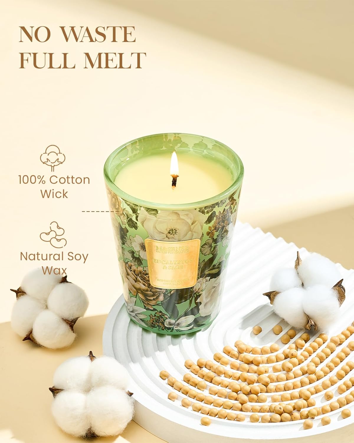 M&SENSE Eucalyptus Sage Scented Candle, 35oz 150H Long Lasting, 3-Wick Natural Soy Candles Aromatherapy Relaxing Sleep, Home Fragrance Housewarming Gifts