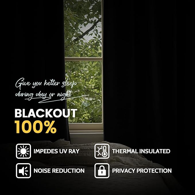 Yakamok Dark Purple 100% Blackout Curtains 84 Inches Long 50" Wide 2 Panels | - Image 7
