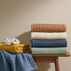 PHF 100% Cotton Waffle Weave Throw Blanket, Soft Lightweight Breathable Cozy Summer Throws for Couch Bed Sofa, Luxury Aesthetic Woven Blanket for Home Decor & Office, 50"x60", Sage Green