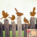 5PCS Rusty Birds Decoration,Outdoor Bird Wall Decor,Metal Birds Yard Decor, Metal Birds Craft Statue Ornaments - Garden Sculptures and Yard Art, Fence Decorations Outdoor,Rustic Garden Decor