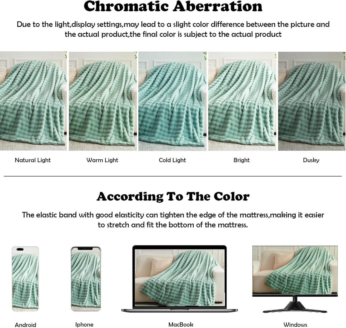 NEWCOSPLAY Faux Fur King Blanket Sage Green Bubble Blanket Thick Warm Soft for Couch Sofa Bed 550GSM (New Sage Green, King(90"x110"))