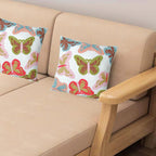 Embroidered Decorative Throw Pillow Cover, 18"x18" Set of 2, Farmhouse Pillowcase Colorful Butterfly Knit Pattern Cotton Canvas Cushion Case Square Floral Pillow Case for Sofa Couch Bed Living Room