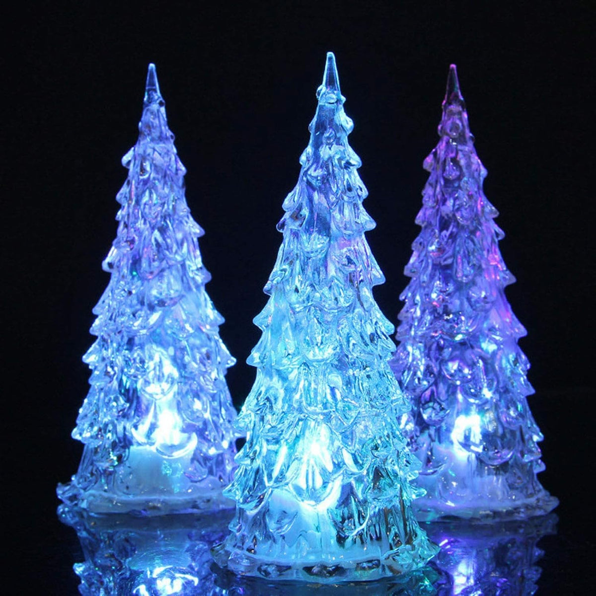 Generic 3 Pack Acrylic Christmas Tree Lamp, Enchanted Light Up 7 Colors Changing Lights, 5 x 2 Inch Mini Christmas Tree with Lights for Room Table Decor
