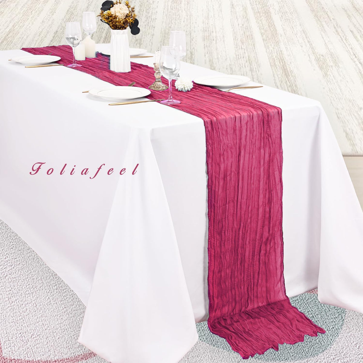 Hot Pink 20 Pack Cheesecloth Table Runner 10FT Boho Fabric Rustic Cheese Cloth Table Runner for Wedding 20 x 120 Inch Long Bridal Shower Baby Shower Gauze Sheer Birthday Party Table Decorations