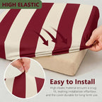 CALBODE 14 Pcs Stretch Outdoor Seat Cushion Covers, Washable Striped Chair Seat - Image 3