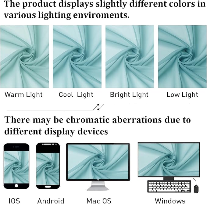 Aqua Sheer Curtains for Living Room 96 Inches Long 2 Pcs, Dual Rod Pockets - Image 4