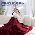 Sealy Electric Blanket Throw Size 50"*60",Super Cozy Flannel to Sherpa Reversible Heated Blanket Throw with 6 Heating Levels & 2-10 Hours Auto Off Overheating Protection Machine Washable,Red