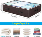 Budding Joy 6 Pack 90L Under bed Storage Containers Organizer Large Capacity Underbed Clothes Storage Bins Organization and Storage Bedroom Foldable Storage Bags with Clear Window Brown