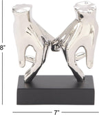 Deco 79 Polystone Hands Decorative Sculpture Home Decor Statue, Accent Figurine 7" x 4" x 8", Silver