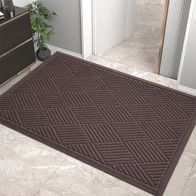 Sturdy Front Door Mat, Absorbent Muddy Dirt Resist Welcome Door Mats Outdoor by HIYARD