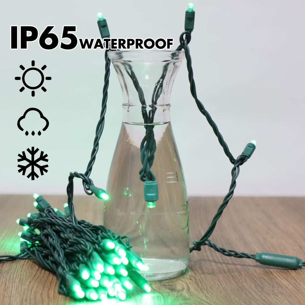 1200LED (24pk of 50L) String Lights, LED Christmas Lights, 6" SPACING,Green Wire, Green