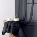 Black Sheer Curtains 90 Inches Long 2 Panels Set, Privacy Voile Light Filtering - Image 4