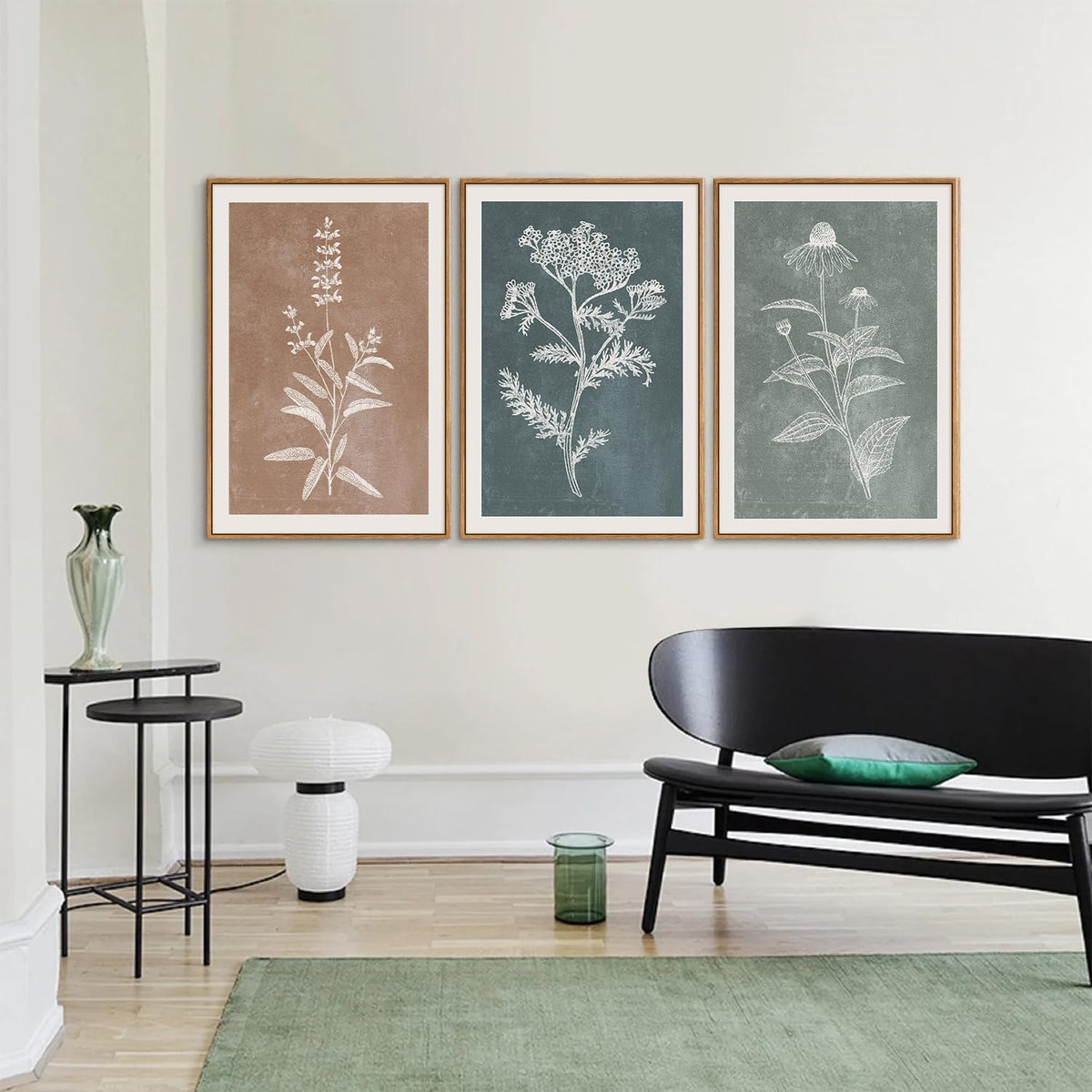 SIGNINART Neutral Botanical Framed Canvas Wall Art Set, Vintage Floral Wall Decor, Boho Minimalist Plant Wall Painting, Art Print for Farmhouse Living Room, Bedroom, Office, Bathroom 16"x24"x3