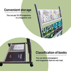 Brochure Display Stand, Floor-Standing Magazine Rack with 4 Pockets, Information Rack With casters Easy to Move for Trade Show Exhibitions Office Retail Store 44.1" H