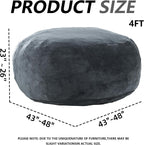 4FT Large Bean Bag Chairs,Big Adult Size Memory Foam Beanbags with Filler Included,Machine Washable Corduroy Cover,Soft Plush Gaming Bing Bag Puff Chair for Dorm, Living Room & Bedroom (Dark Gray)