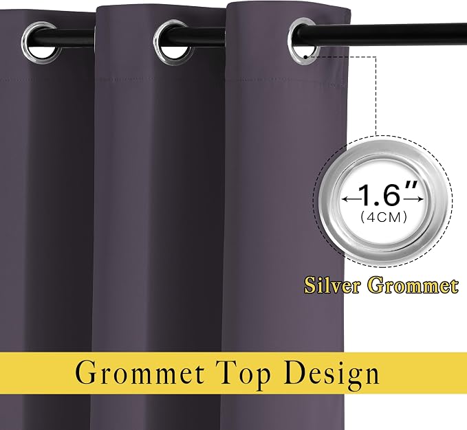 NICETOWN Blackout Curtains for Bedroom, Grommet Solid Thermal Drapes Light - Image 2