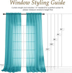 Turquoise Sheer Curtains 120 Inches Long 2 Panels Set, 59 Inch Extra Wide Soft - Image 7
