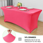 Obstal Spandex Table Cover 6ft Fitted Tablecloth Rectangular - Stretch Folding Table Cloth Rectangle for Birthday Party Wedding Banquet, Magenta Red, 72L x 30W Inch