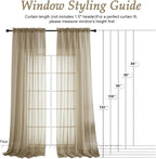 Taupe Sheer Curtains 63 Inches Long 2 Panels Set, Light Filtering Sheer Curtains - Image 2