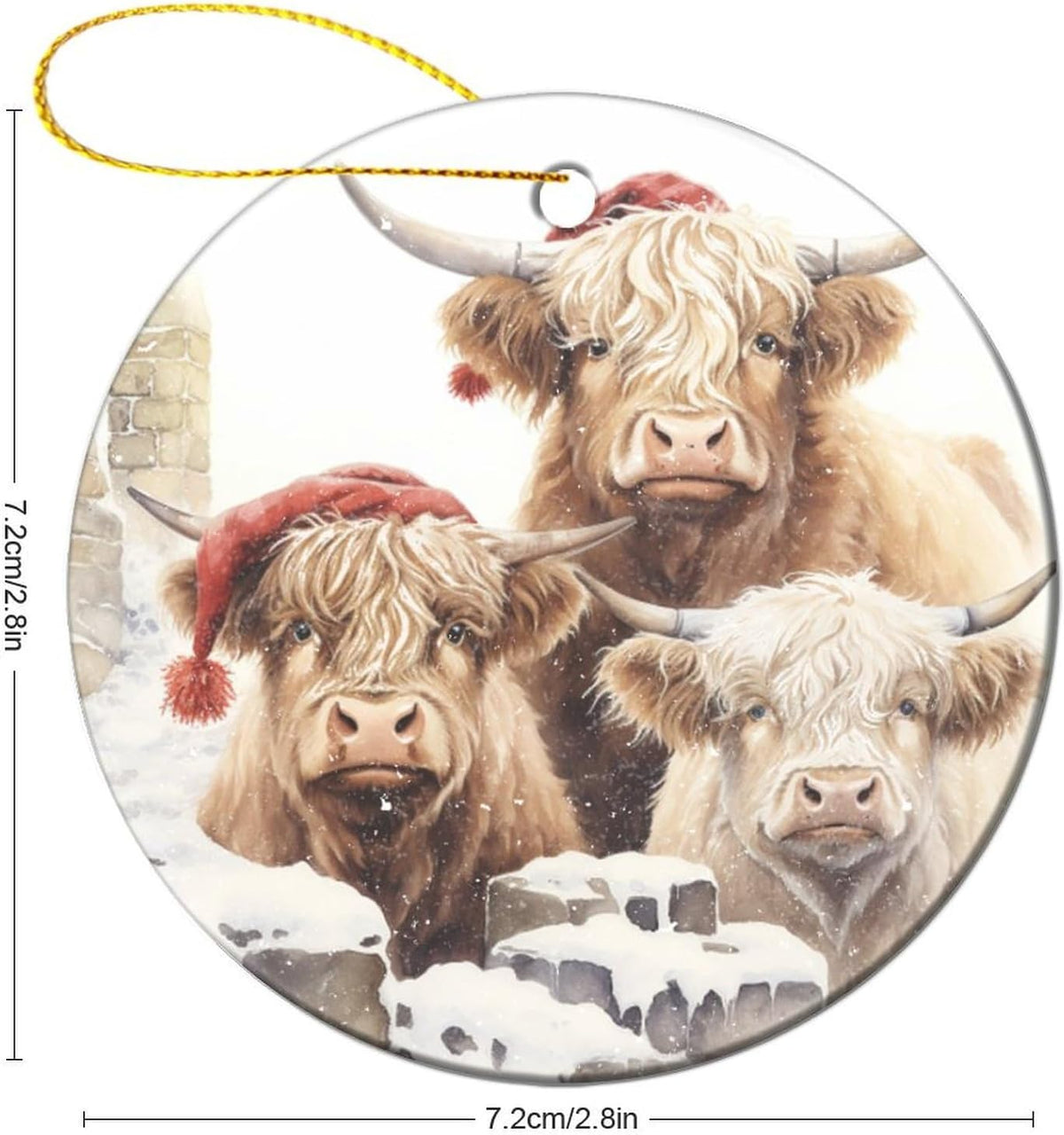Personalized Christmas Ornaments - Custom Picture & Text Ornaments for Christmas 2024, Baby's 1st Christmas Ornament with Picture for Xmas Tree Custom Gifts for Family, Mom, Dad, Friend (Hignland Cow)