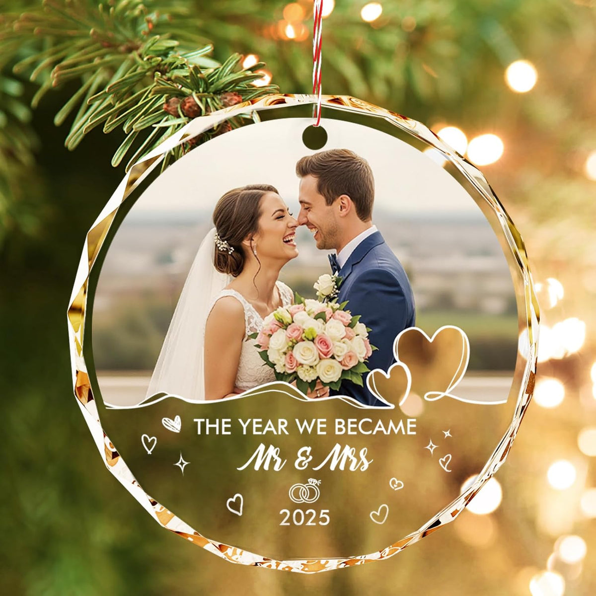 Bemaystar Personalized First Christmas Married Ornaments 2025–Personalized Wedding Gifts for Couples 2025–Bridal Shower Gifts–Just Married Gift for Newlywed Couple