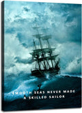 Smooth Seas Never Made A Skilled Sailor Inspirational Wall Art Motivational Canvas Poster Entrepreneur Quote Picture Home Office Decor Painting Framed and Stretched Ready to Hang [18''W x 24''H]