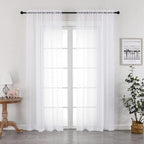 White Sheer Curtains 90 Inches Long 2 Panels by OVZME