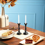 Rely+ Black Candle Holders Set of 2 Decorative Centerpiece Table Candlesticks Holders for Taper Candles Home Decor Easter Candle Holders for Dinner Party Wedding Decorations