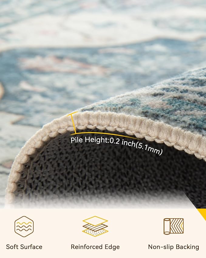 RELEANY Washable Area Rug, Runner 3'x9', Water Repellent, Pet Friendly - Image 3