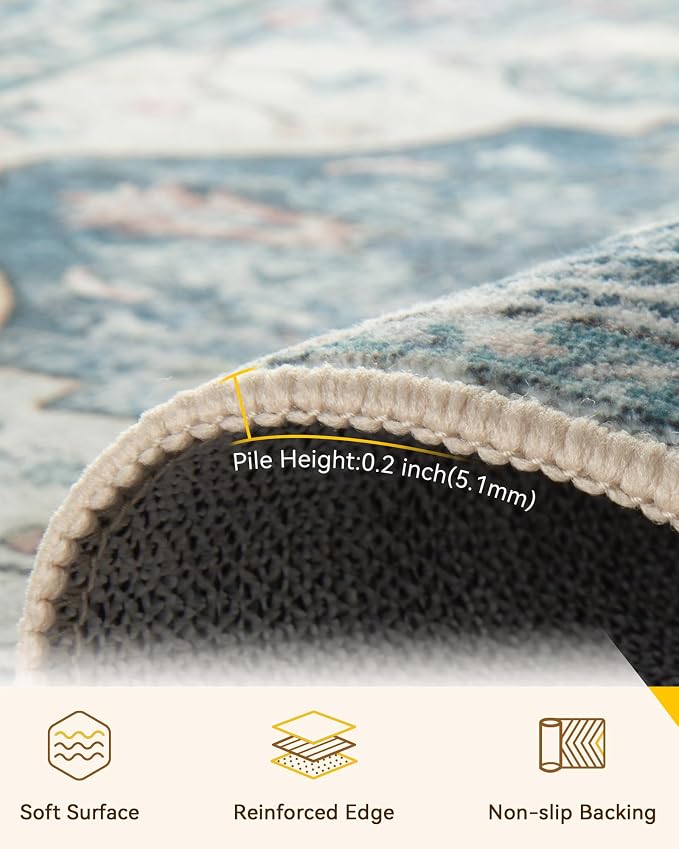 RELEANY Washable Area Rug, Runner 2'6"x8', Water Repellent, Pet Friendly - Image 2